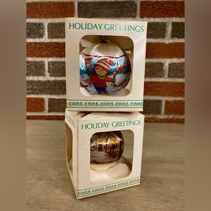 Vintage Holiday Greetings Satin Unbreakable Ball Ornament With Box Christmas 2